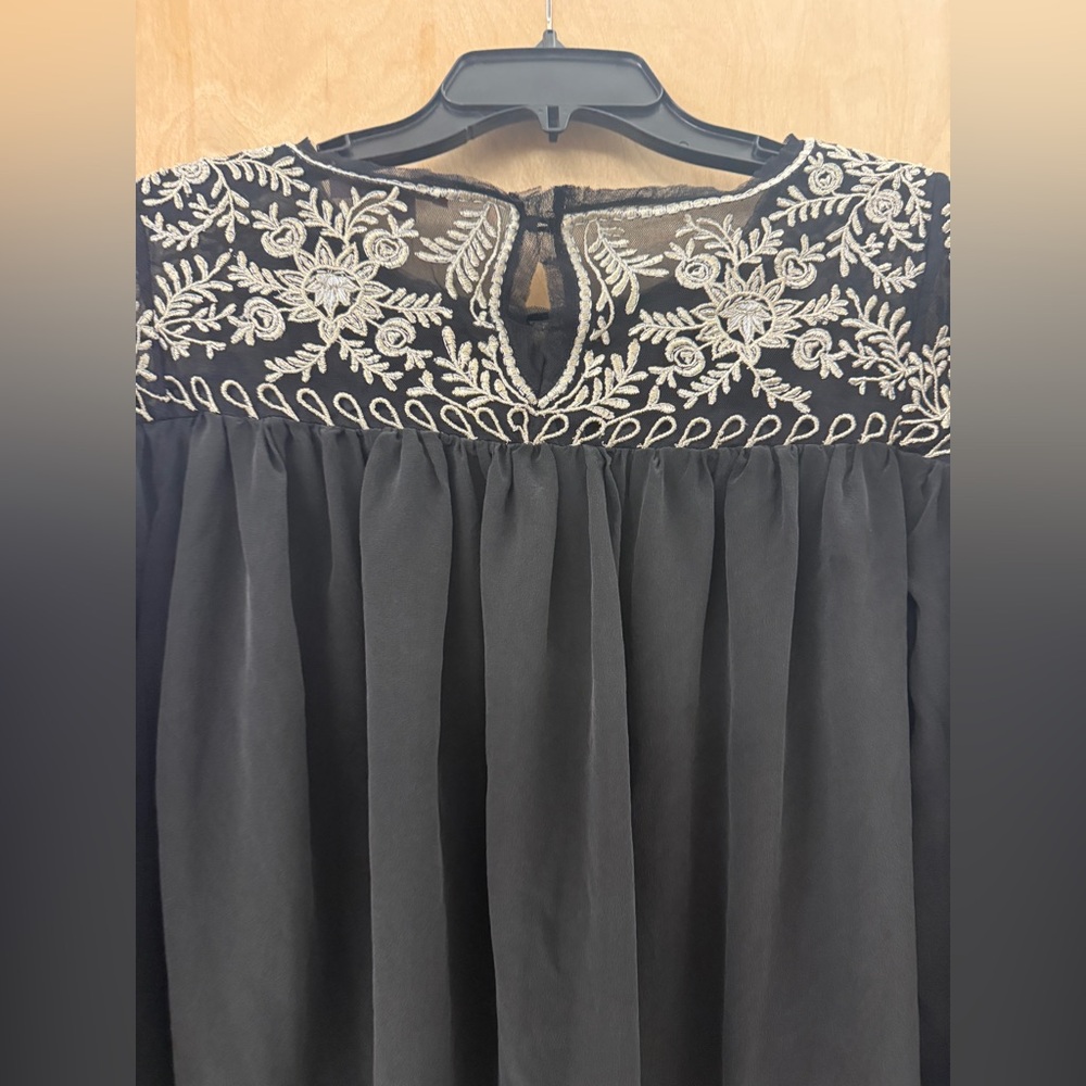 Calypso St Barth Black Embroidered Peasant Top - Picture 8 of 13